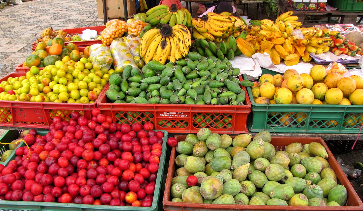 Colorful tropical fruit at a Colombian market