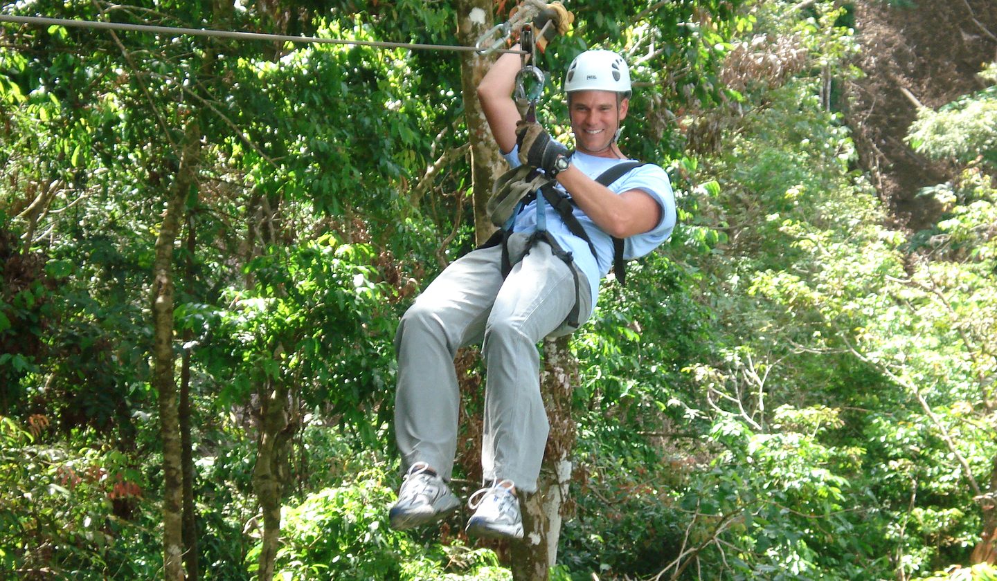 Zip-lining through the forest canopy