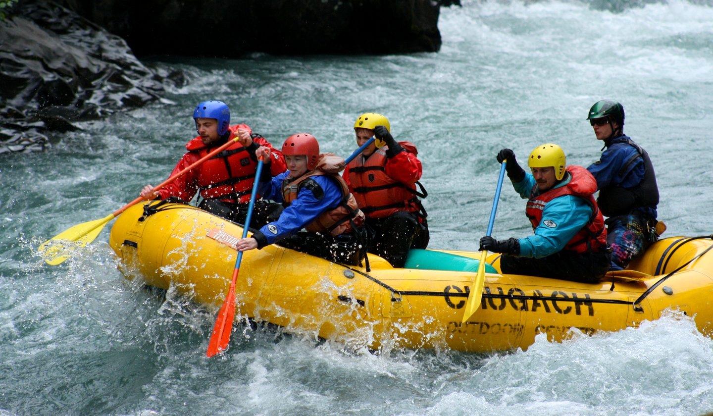 Rafting through whitewater